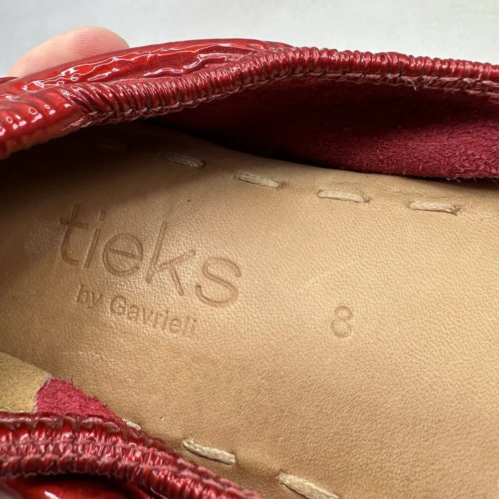 Tieks by Gavrieli Red Diamond Womens 8 Ballet Flats Full Grain Patent Leather